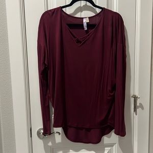 Wine colored cross blouse